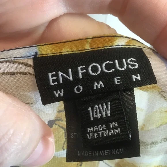 ENFOCUS Women’s Navy Yellow Floral Long Sleeve Chiffon V-neck Maxi Dress 14W - Picture 7 of 8